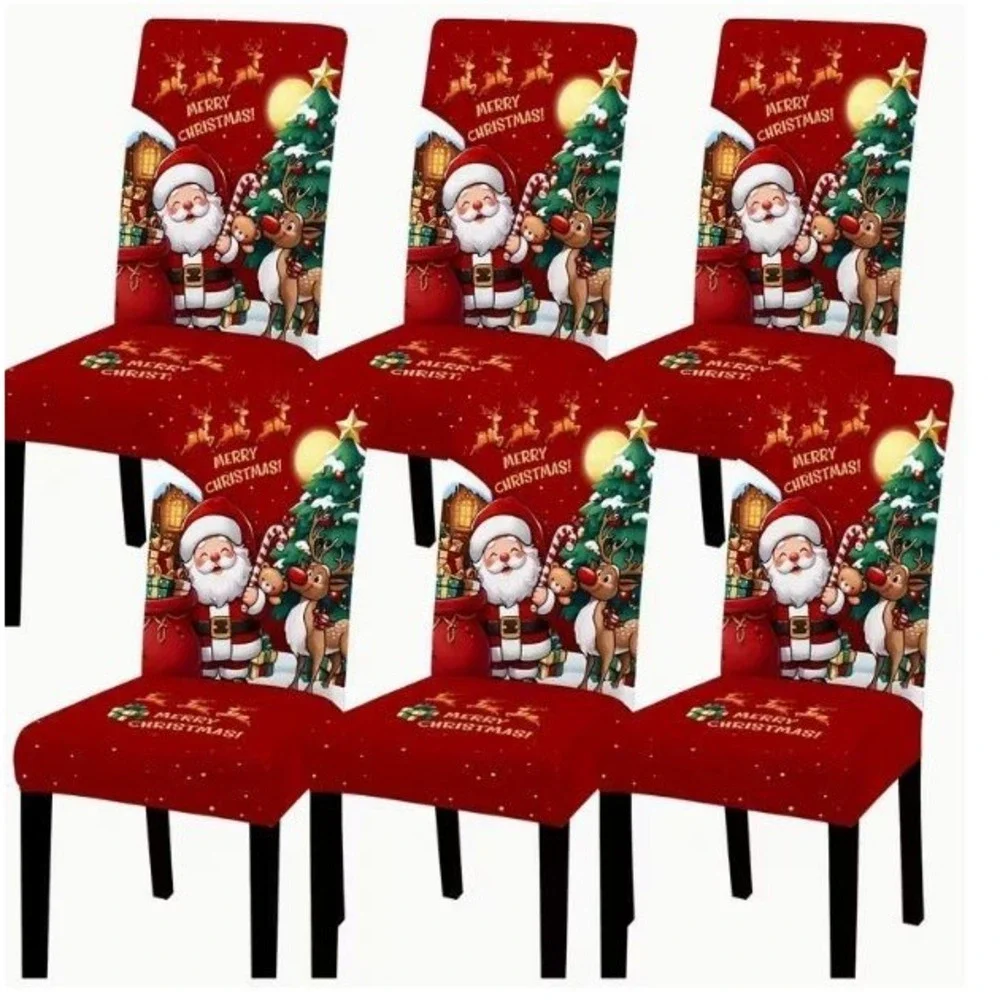 Set of 6 Stretch Christmas Chair Covers